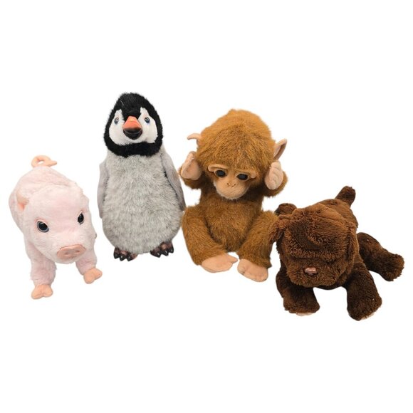 Vtg Hasbro Furreal Friends Plush Animals Set Of 4 Pig Monkey Penguin Dog 2006 - Picture 1 of 12